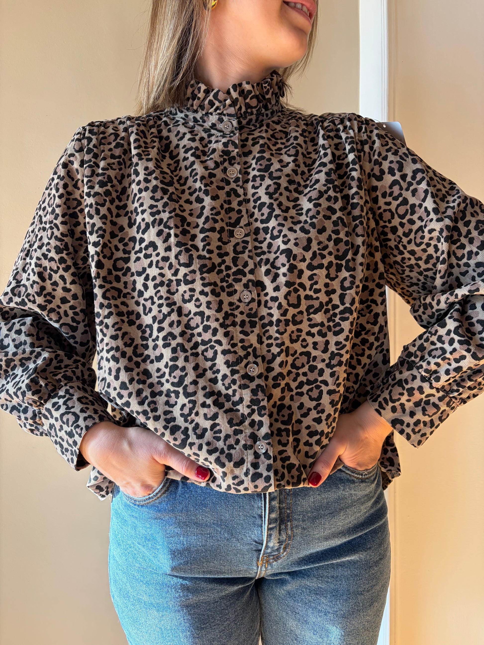 Blouse léopard velours côtelé CAMILLE - Anemone Store