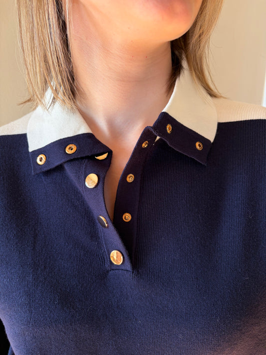 Pull blanc et marine LEONIE - Anemone Store