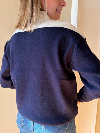 Pull blanc et marine LEONIE - Anemone Store
