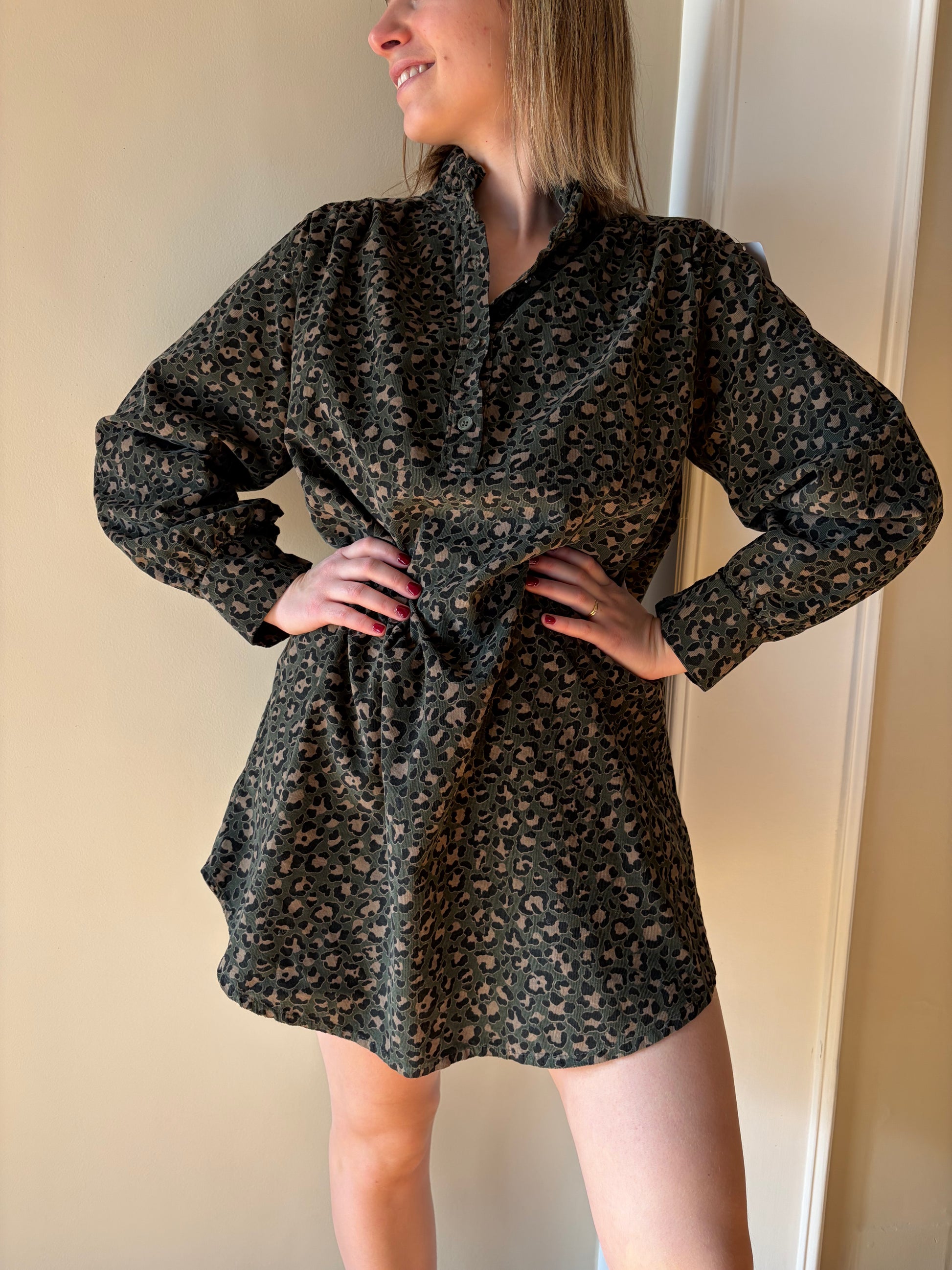 Robe léopard velours côtelé LUNA - Anemone Store