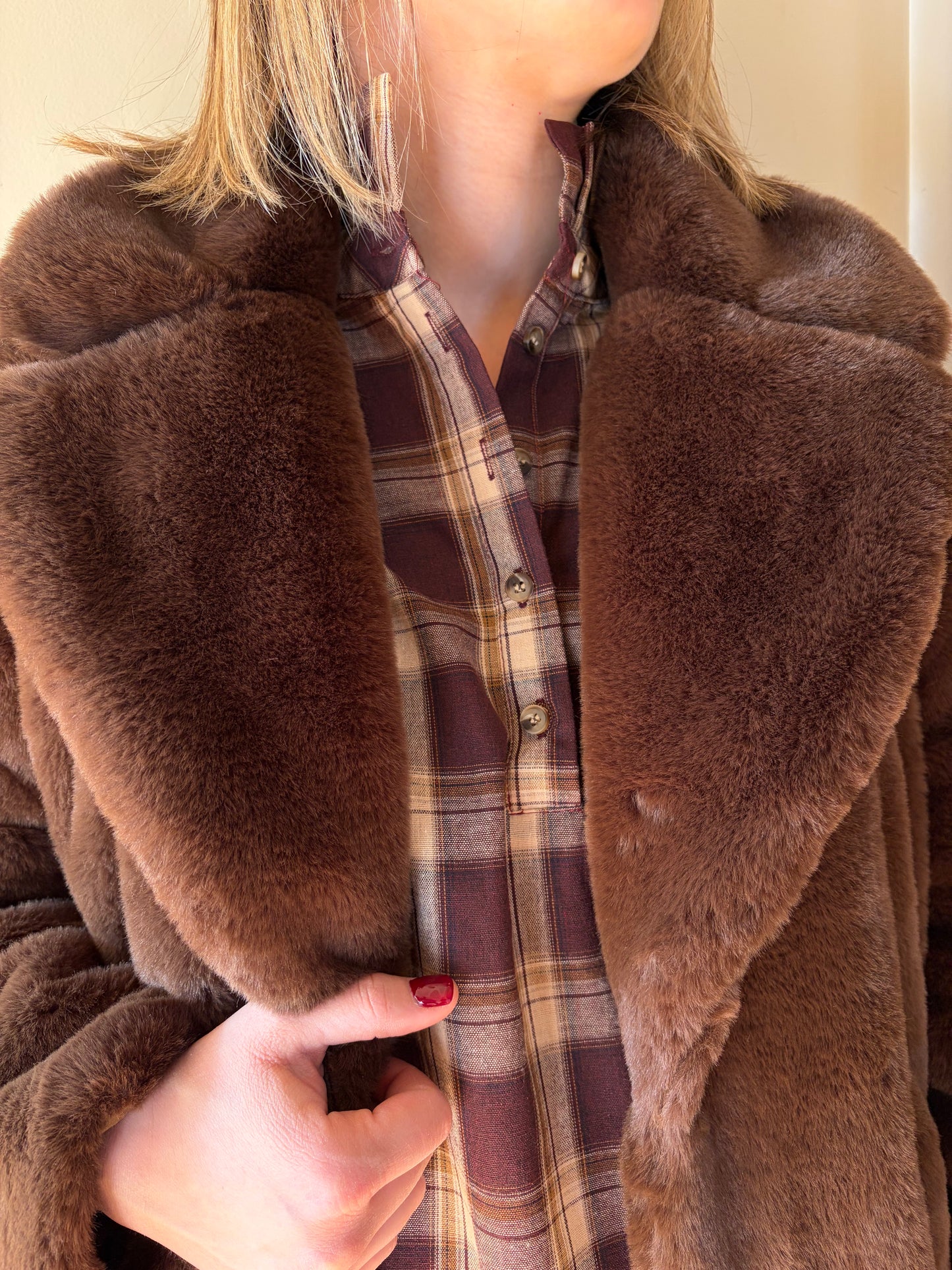 Manteau doudou marron FAUSTINE - Anemone Store