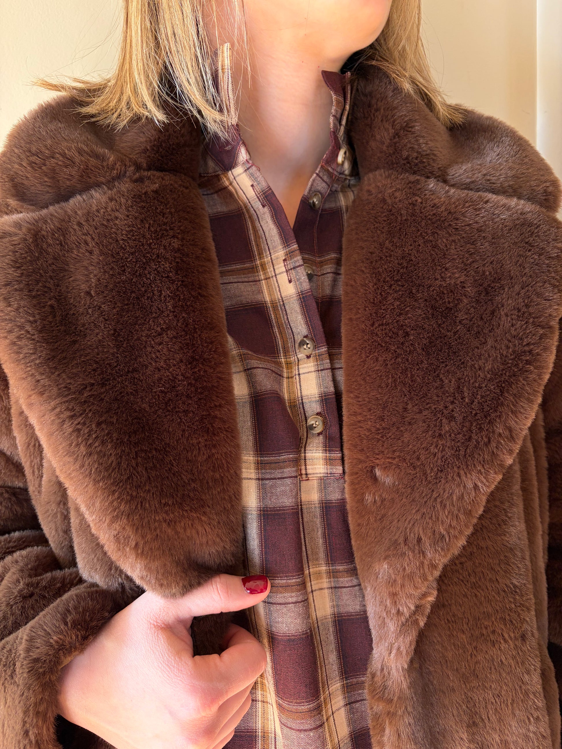 Manteau doudou marron FAUSTINE - Anemone Store