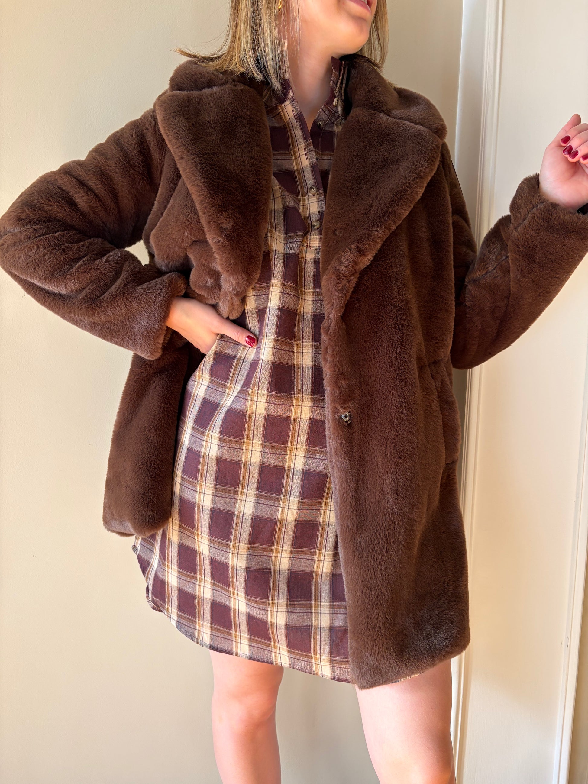 Manteau doudou marron FAUSTINE - Anemone Store