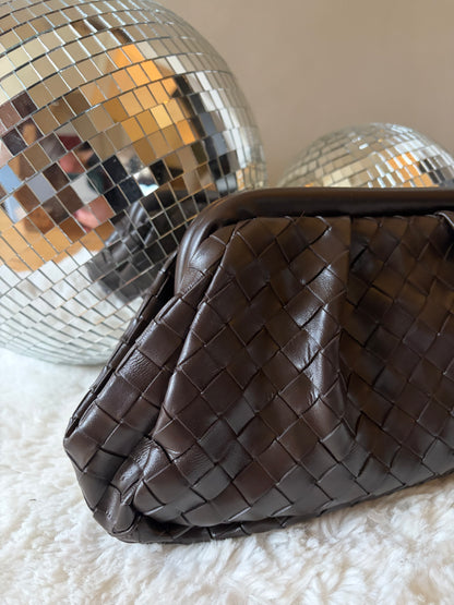 Sac baguette tressé marron CELESTE