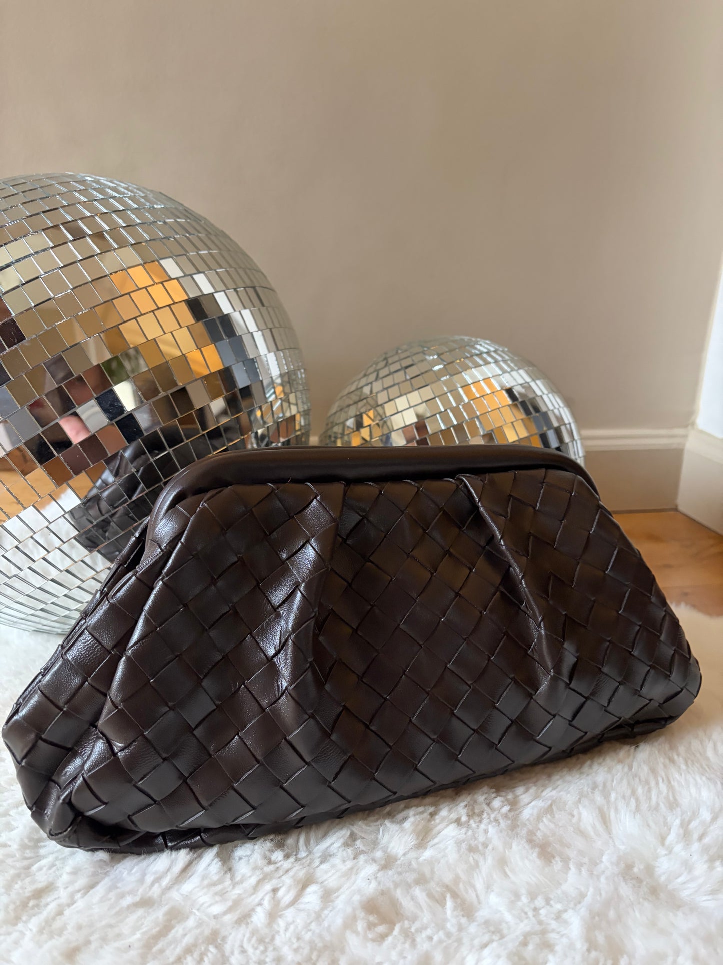 Sac baguette tressé marron CELESTE