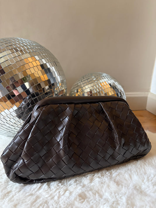 Sac baguette tressé marron CELESTE