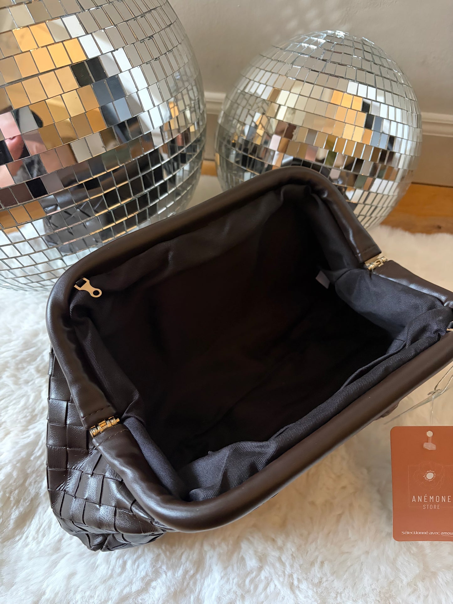 Sac baguette tressé marron CELESTE