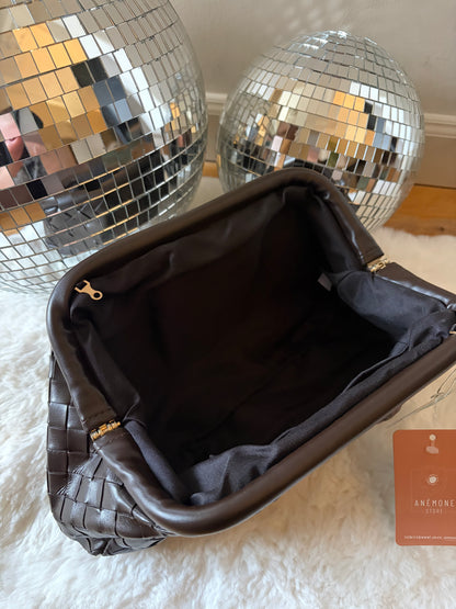 Sac baguette tressé marron CELESTE