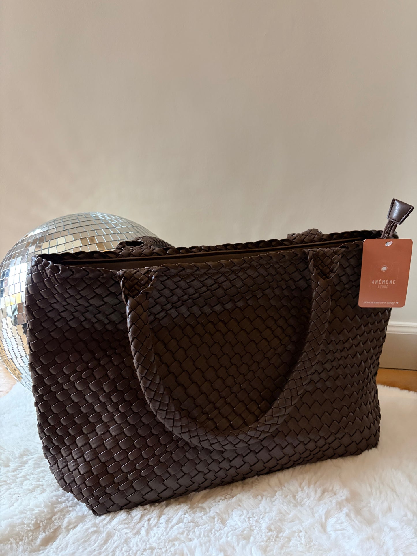Sac épaule tressé chocolat LANA