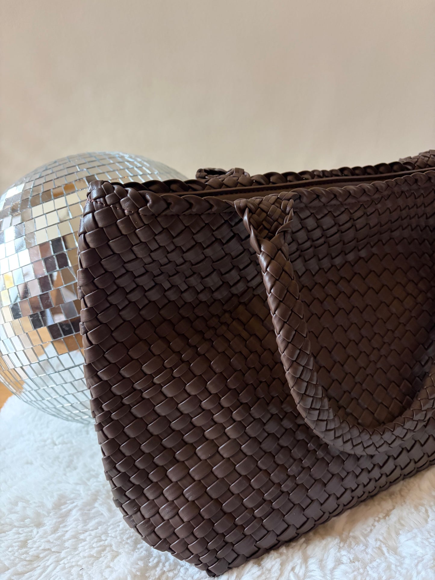 Sac épaule tressé chocolat LANA