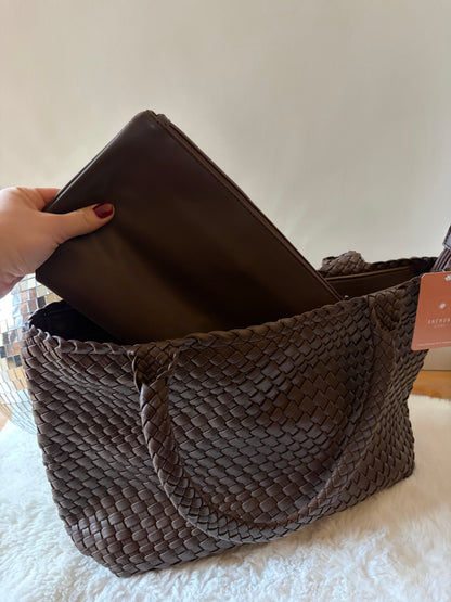 Sac épaule tressé chocolat LANA