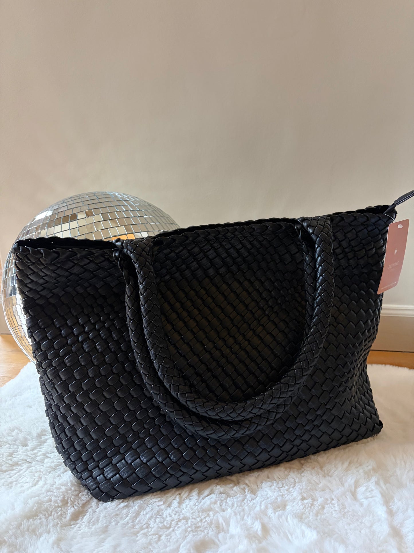 Sac épaule tressé noir LANA