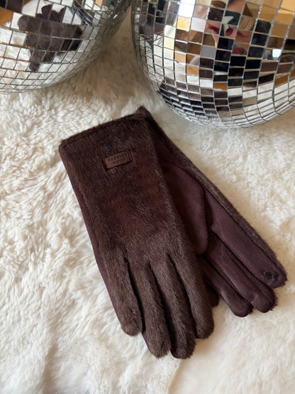 Gants doudou marron