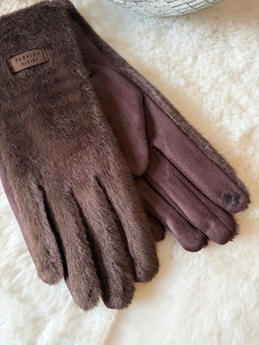 Gants doudou marron