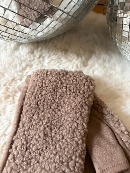 Mitaines sherpa taupe