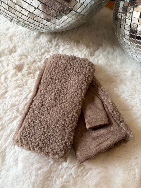 Mitaines sherpa taupe