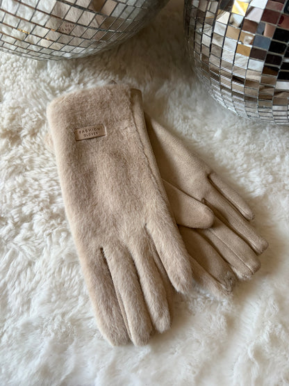 Gants doudou beige