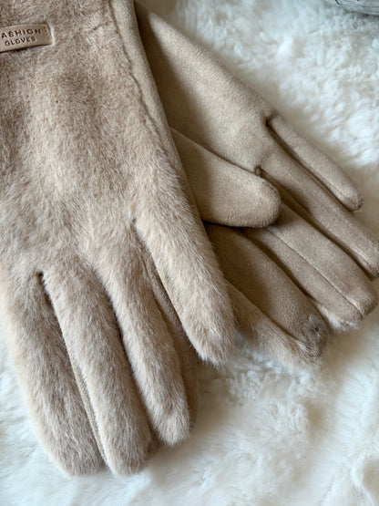 Gants doudou beige