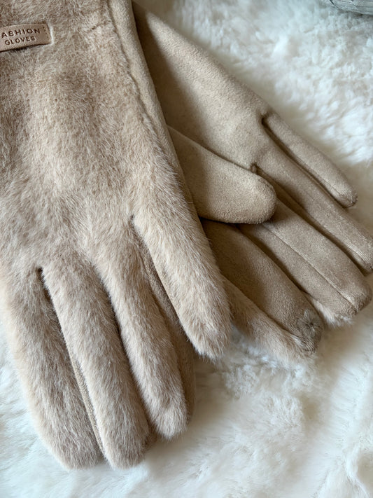 Gants doudou beige