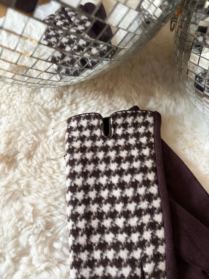 Gants pied de poule marron