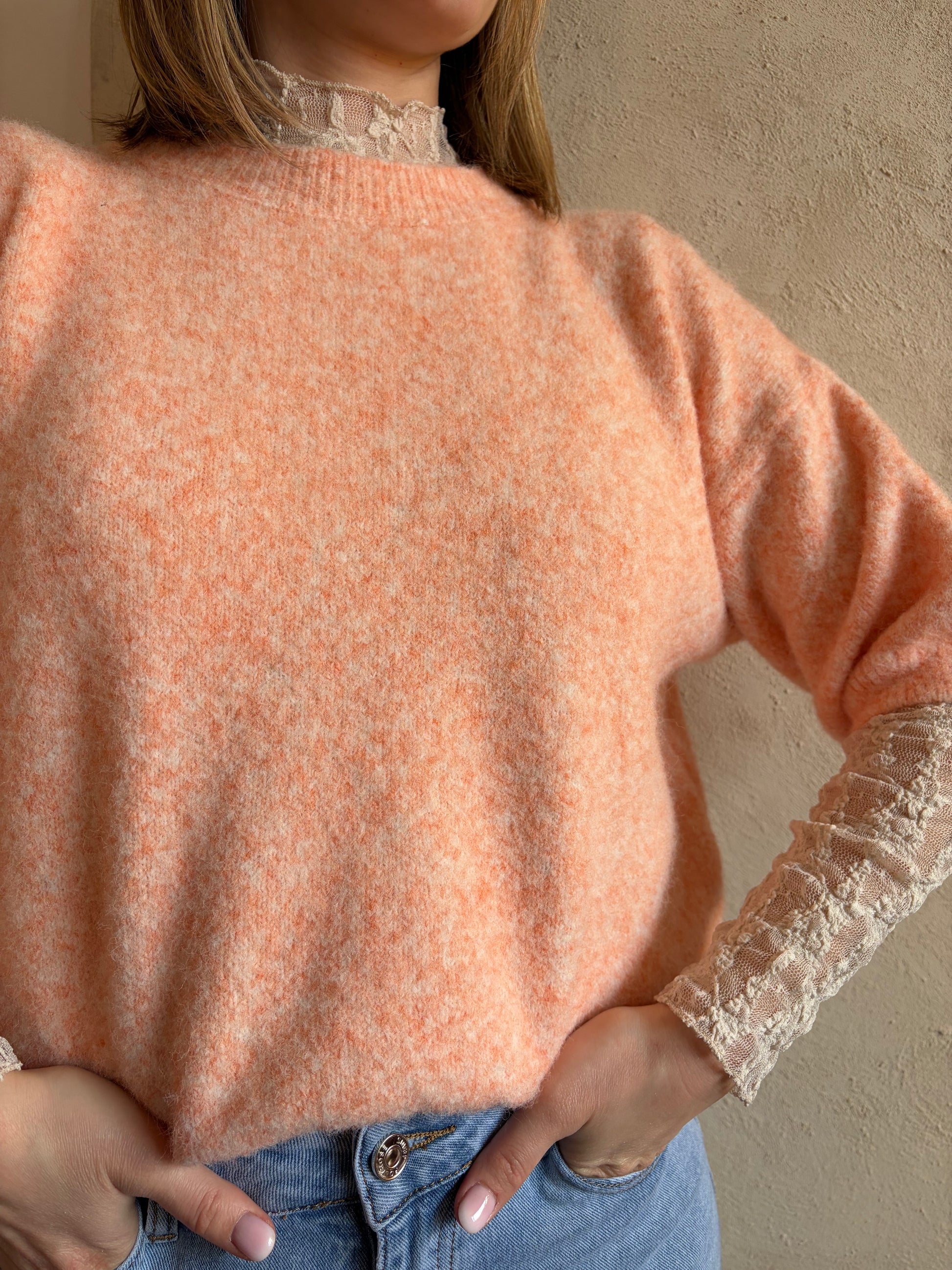 Pull manches courtes SUZIE Saumon - Anemone Store