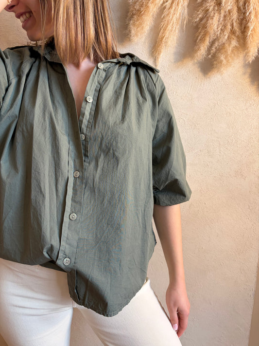 Chemise manches courtes AGLAE Kaki - Anemone Store