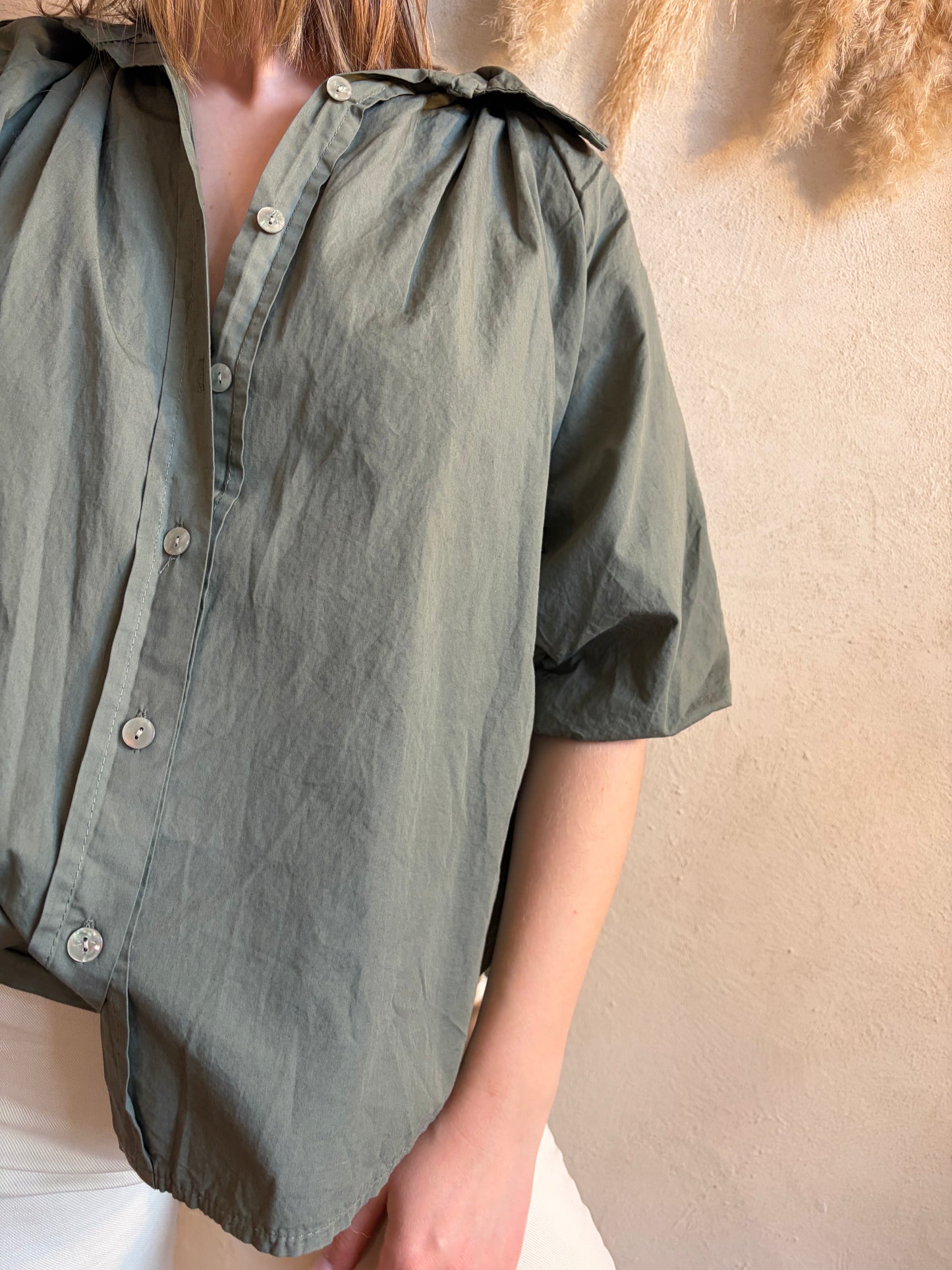 Chemise manches courtes AGLAE Kaki - Anemone Store