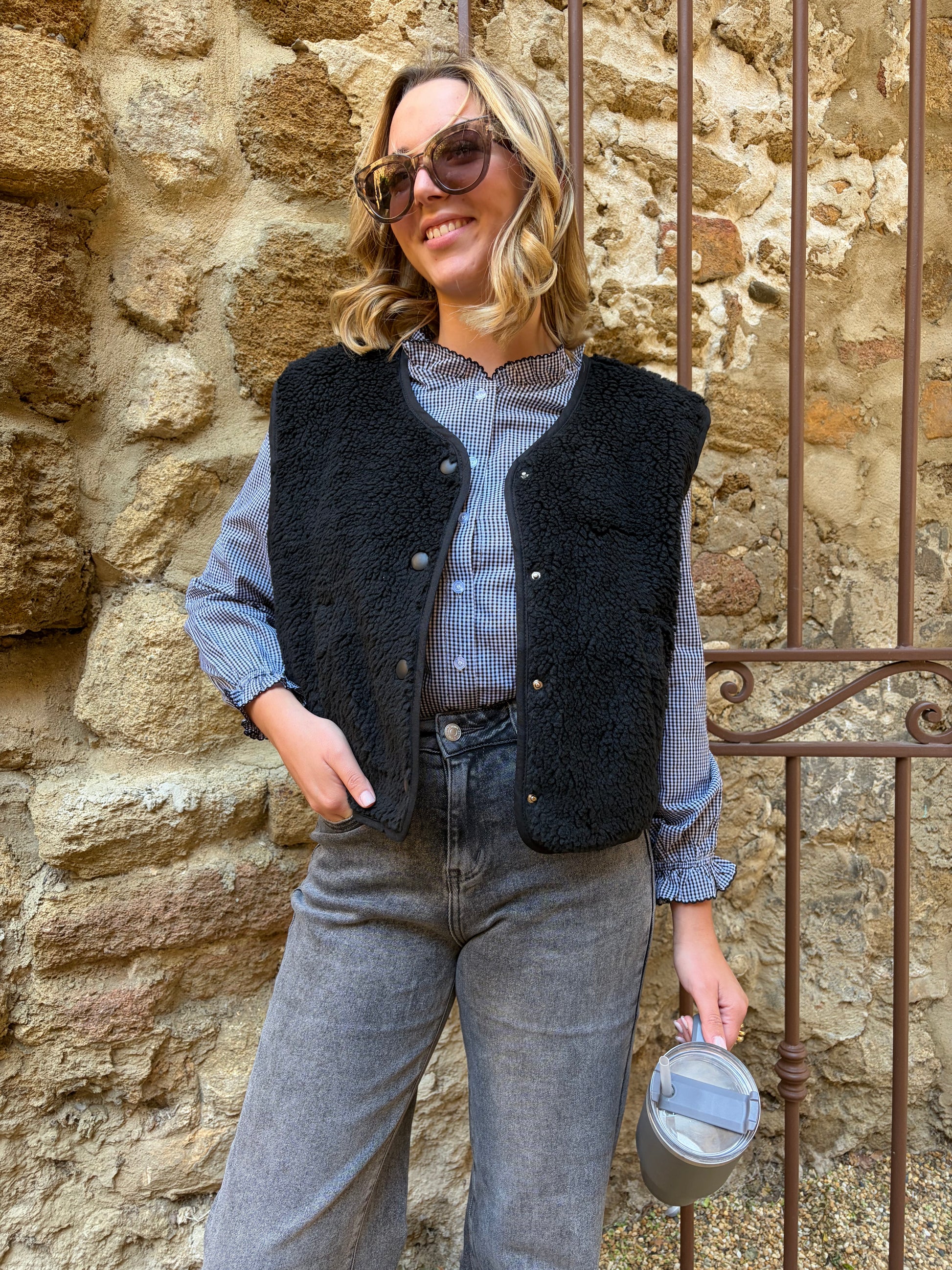 Veste sans manche noir SASHA - Anemone Store