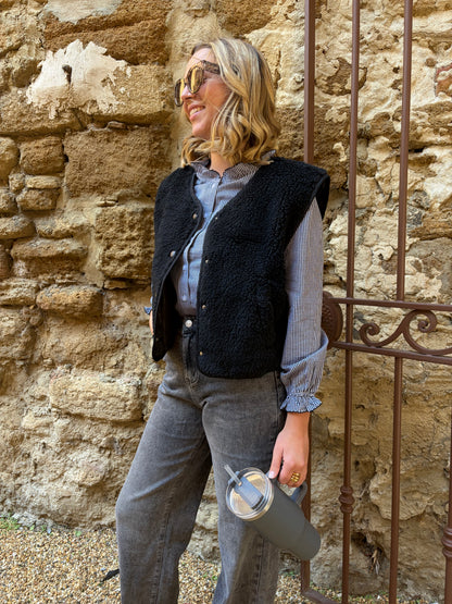 Veste sans manche noir SASHA - Anemone Store