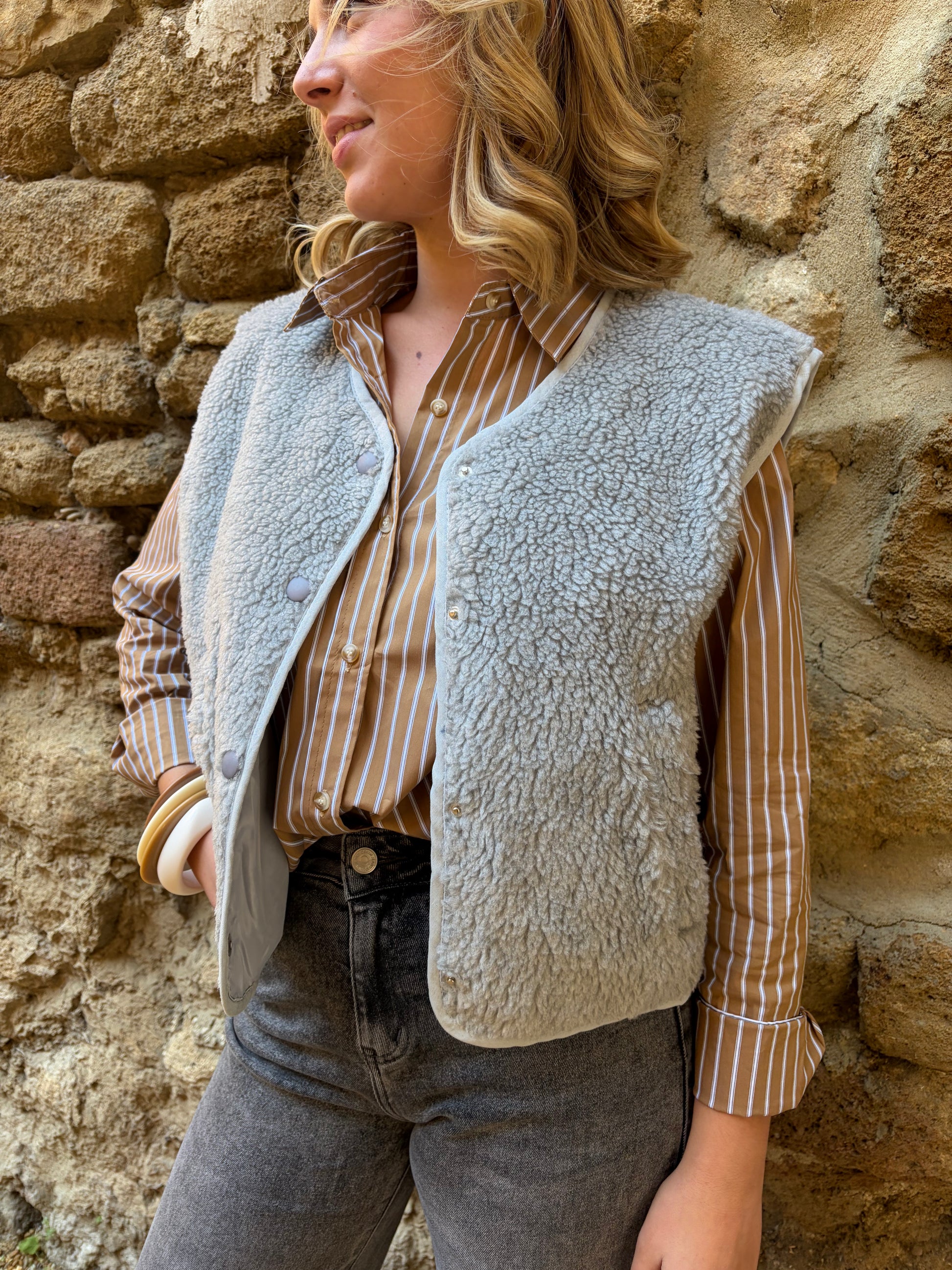 Veste sans manche grise SASHA - Anemone Store
