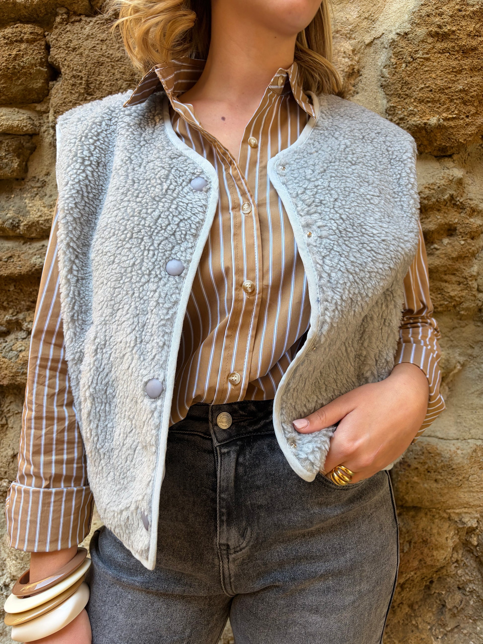 Veste sans manche grise SASHA - Anemone Store