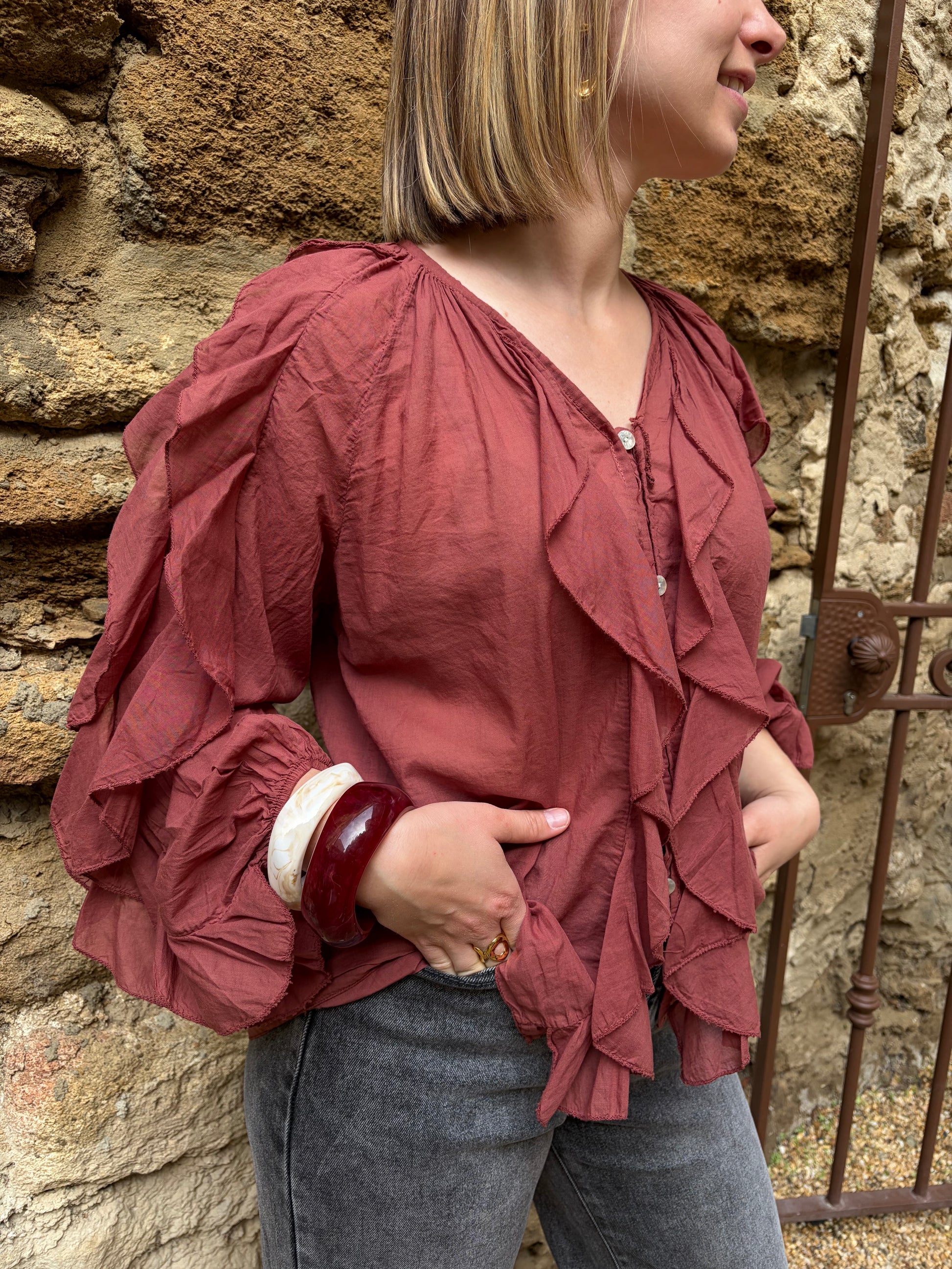Blouse lie de vin LISE - Anemone Store