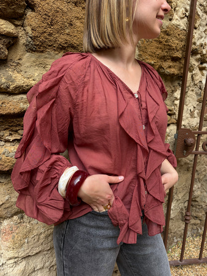 Blouse lie de vin LISE - Anemone Store