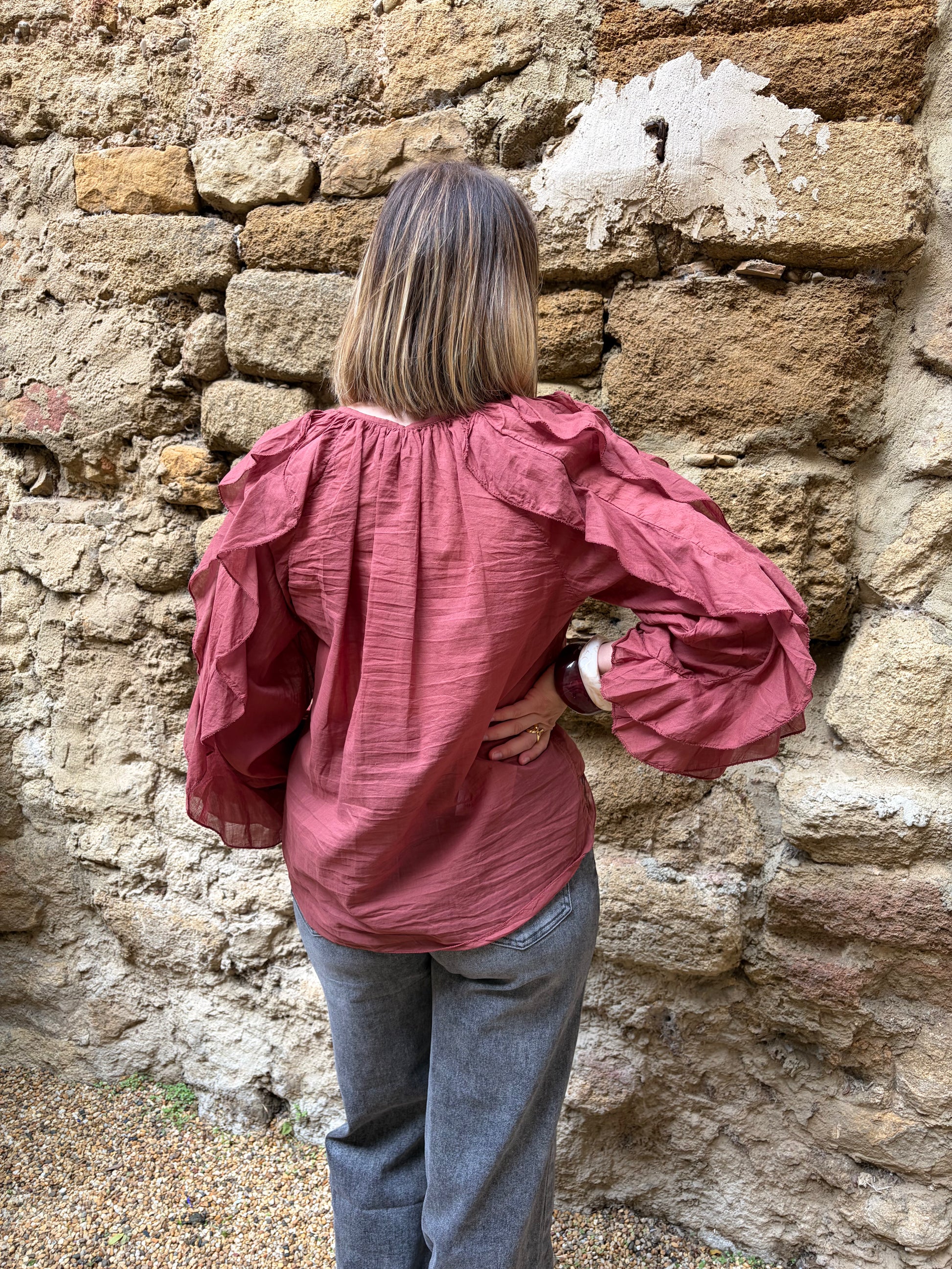 Blouse lie de vin LISE - Anemone Store