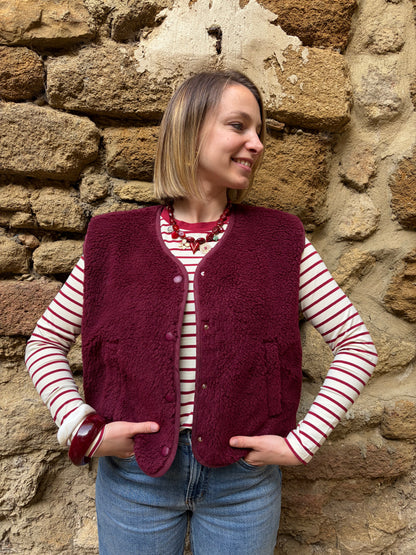 Veste sans manche bordeaux SASHA - Anemone Store