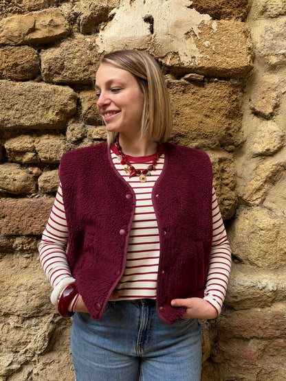 Veste sans manche bordeaux SASHA - Anemone Store