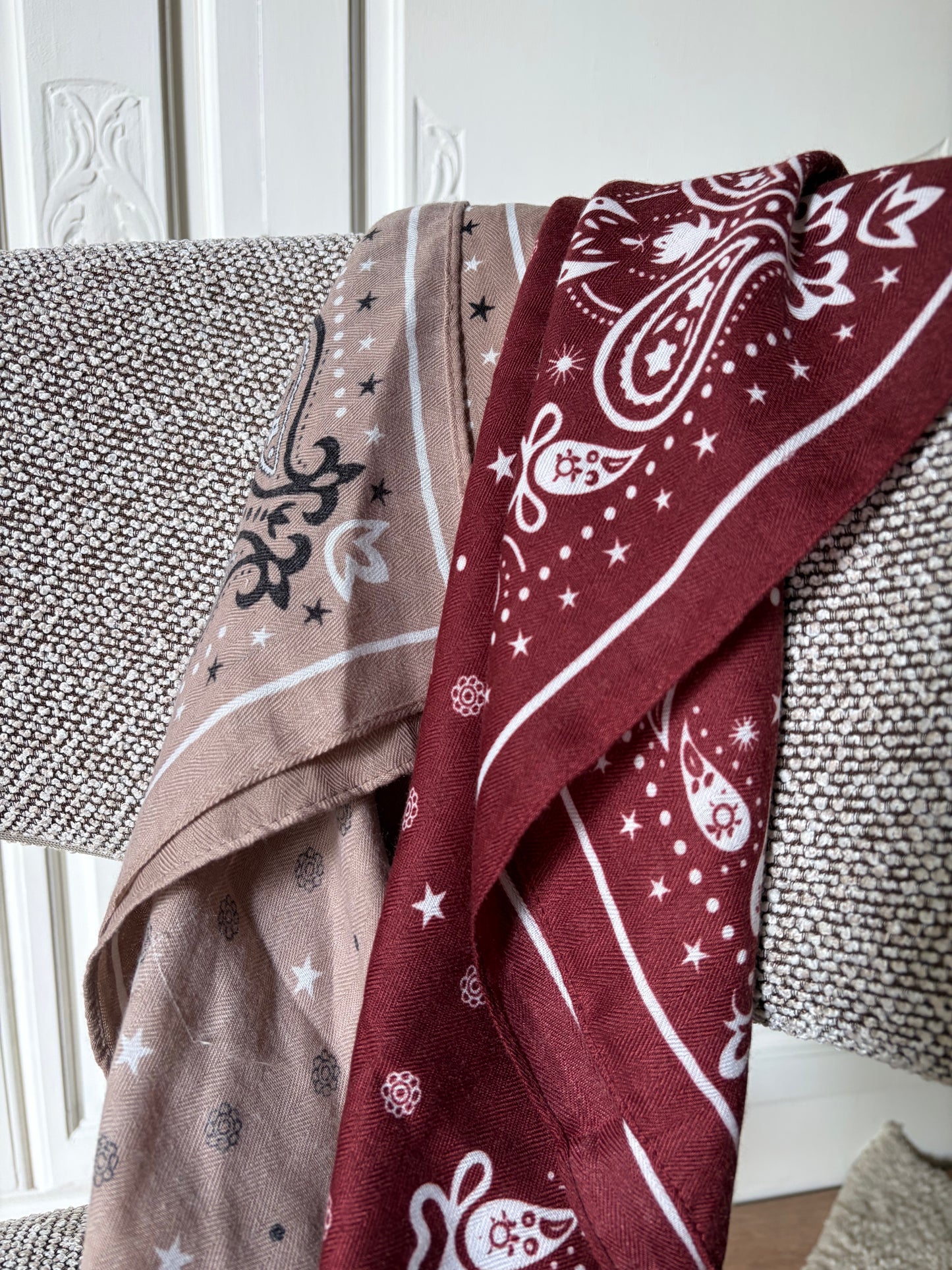 Foulard bandana petit beige