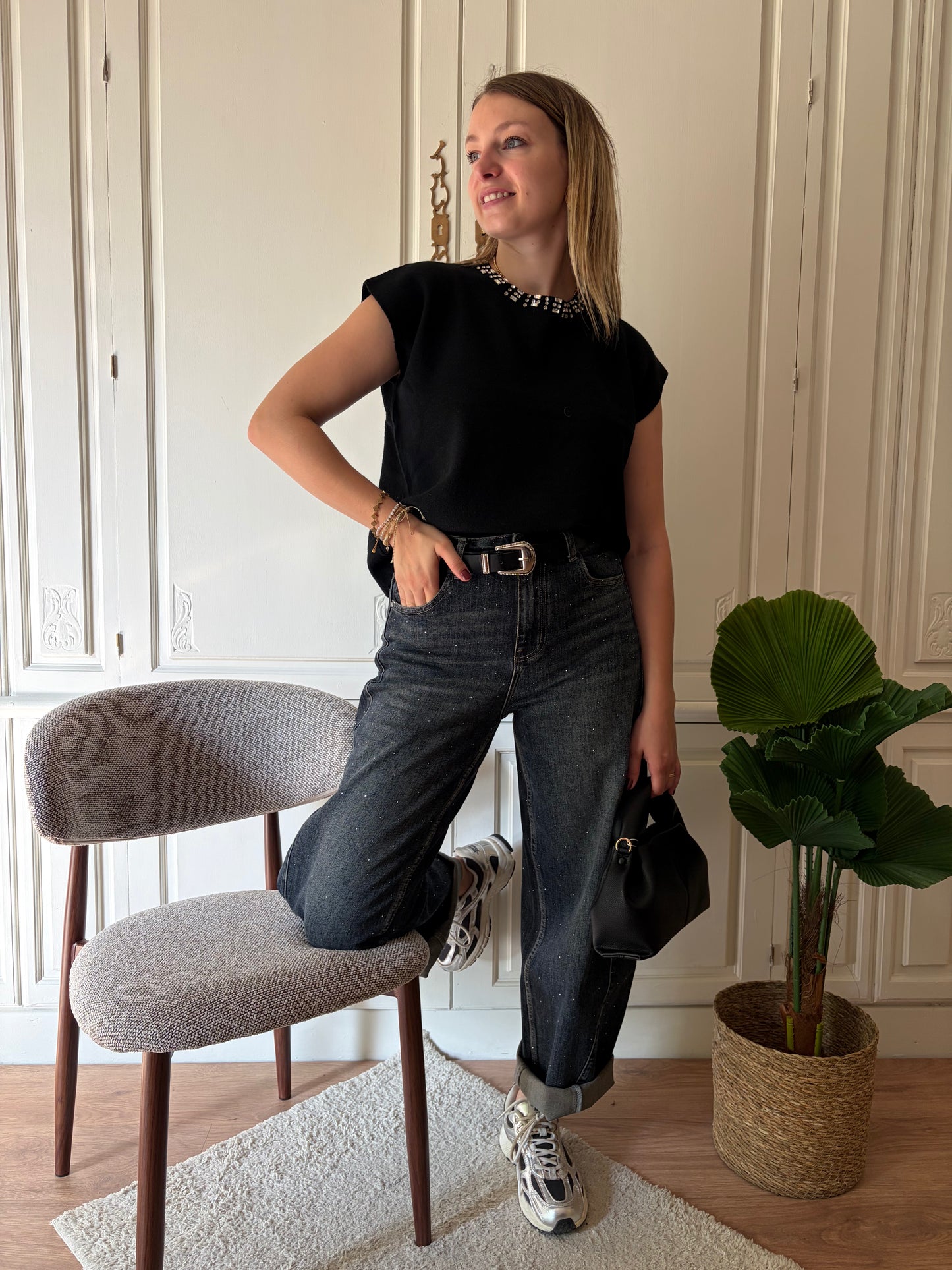 Pull sans manches BRUNA Noir