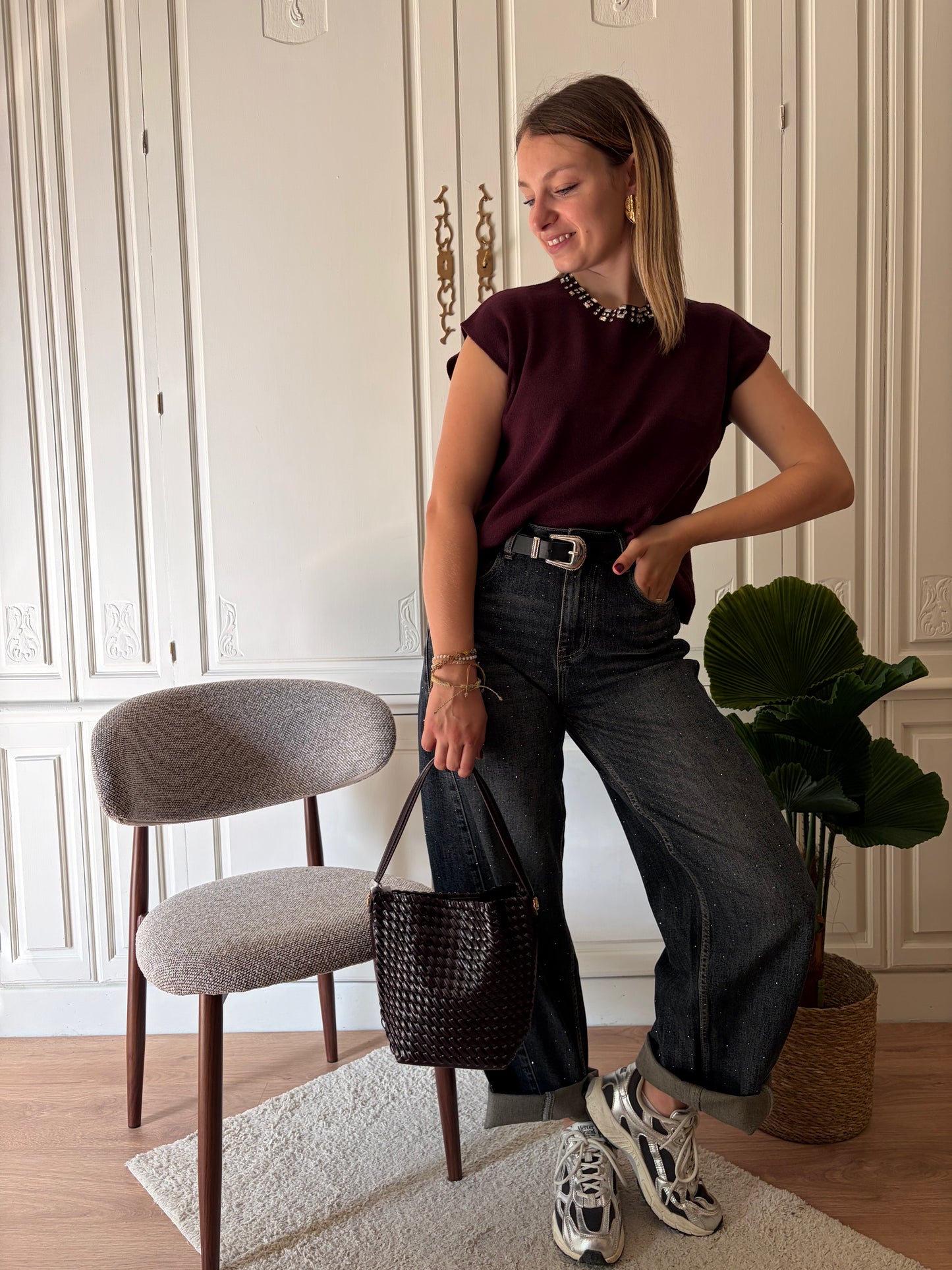 Pull sans manches BRUNA Bordeaux