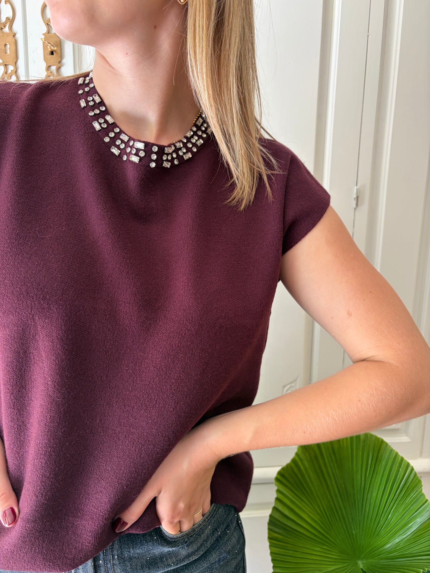 Pull sans manches BRUNA Bordeaux